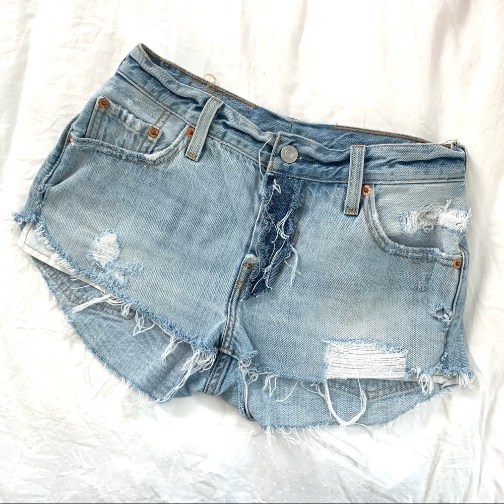 LEVIS Tiny Distressed Cutoffs Denim Shorts size 24